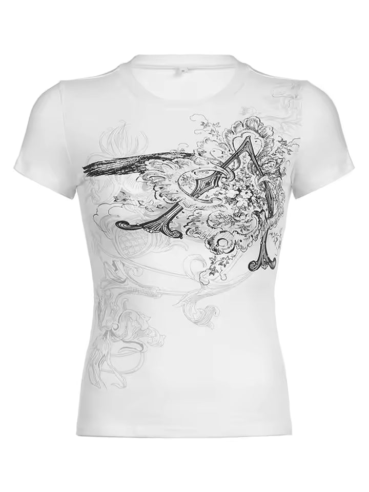 Women’s Retro Graphic Crop Top – Y2K Casual Tee