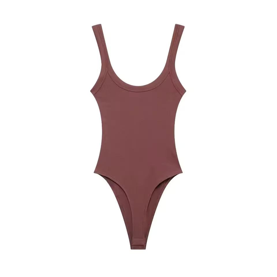 TRZA-Skinny Ribbed Bodysuits for Women