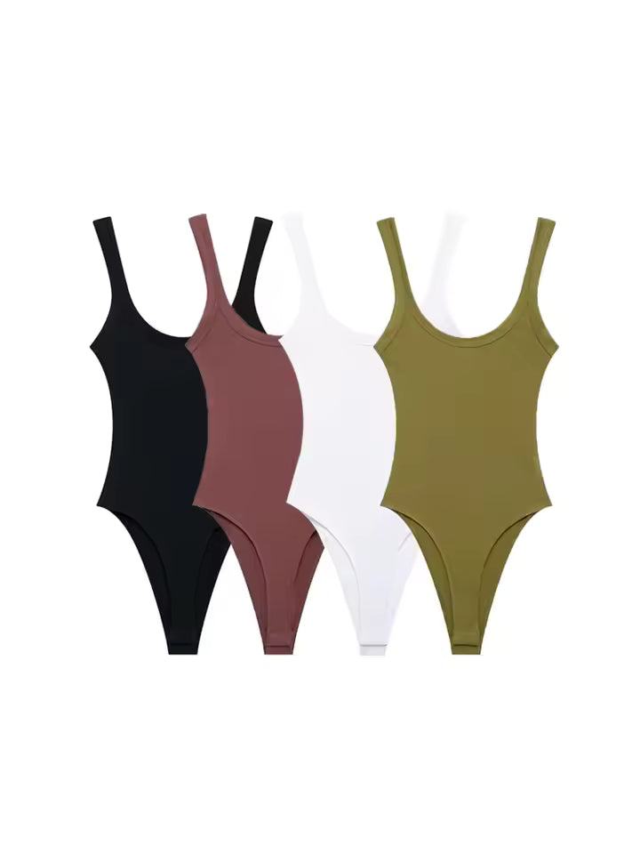 TRZA-Skinny Ribbed Bodysuits for Women