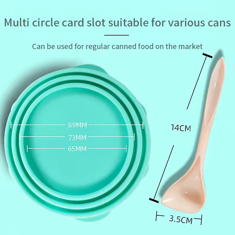 Silicone Dog Cat Canned Lid 2-in-1Food Sealer Spoon