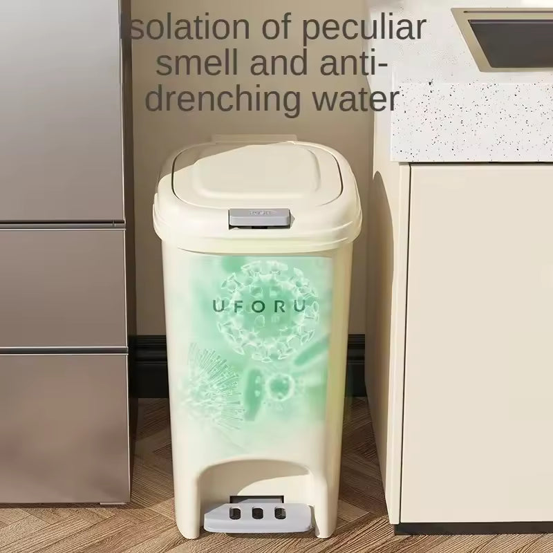 Double Pedal Trash Can with Lid for Living Room