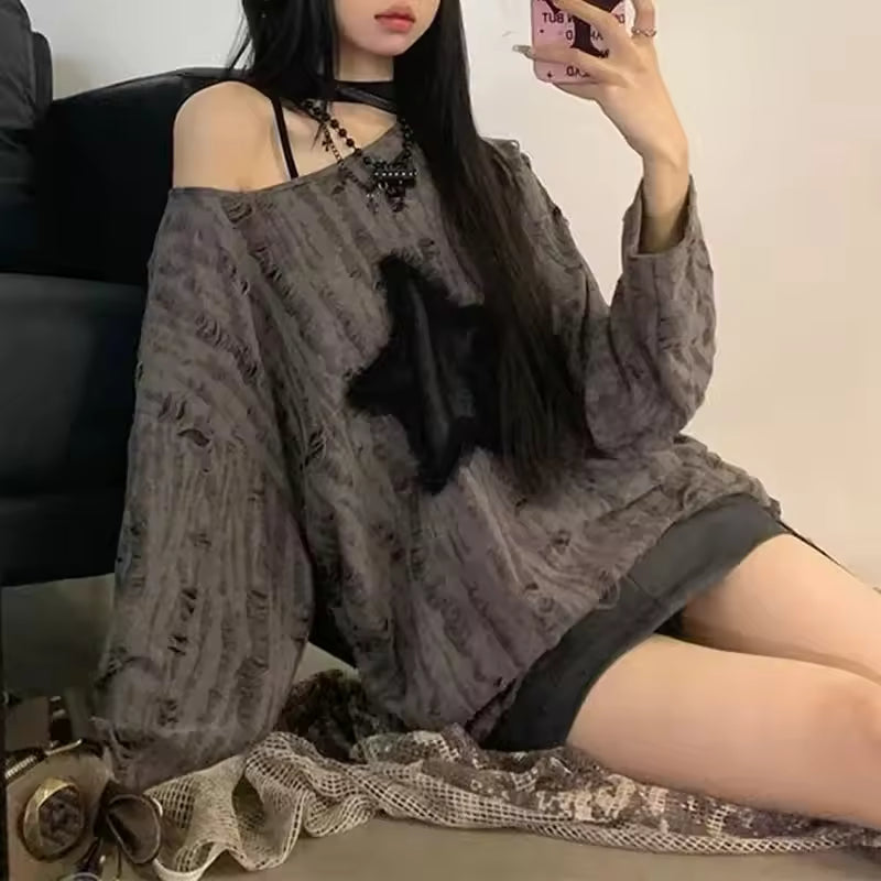 Women’s Y2K Star Print Oversized T-Shirt