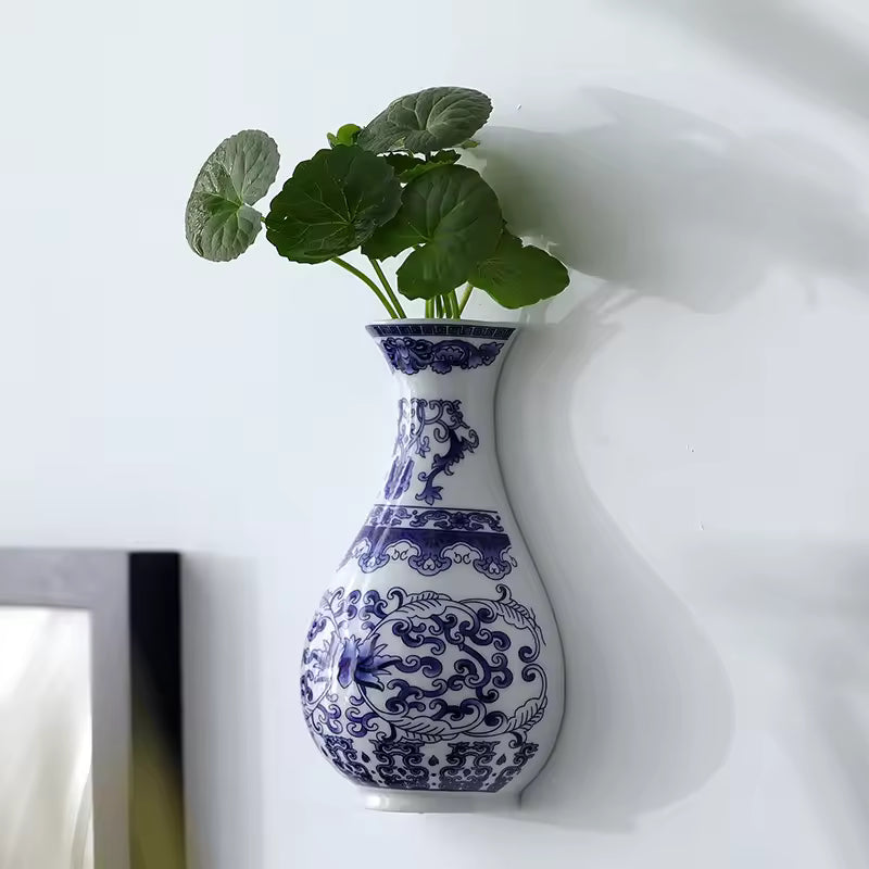 Antique blue and white porcelain flower container
