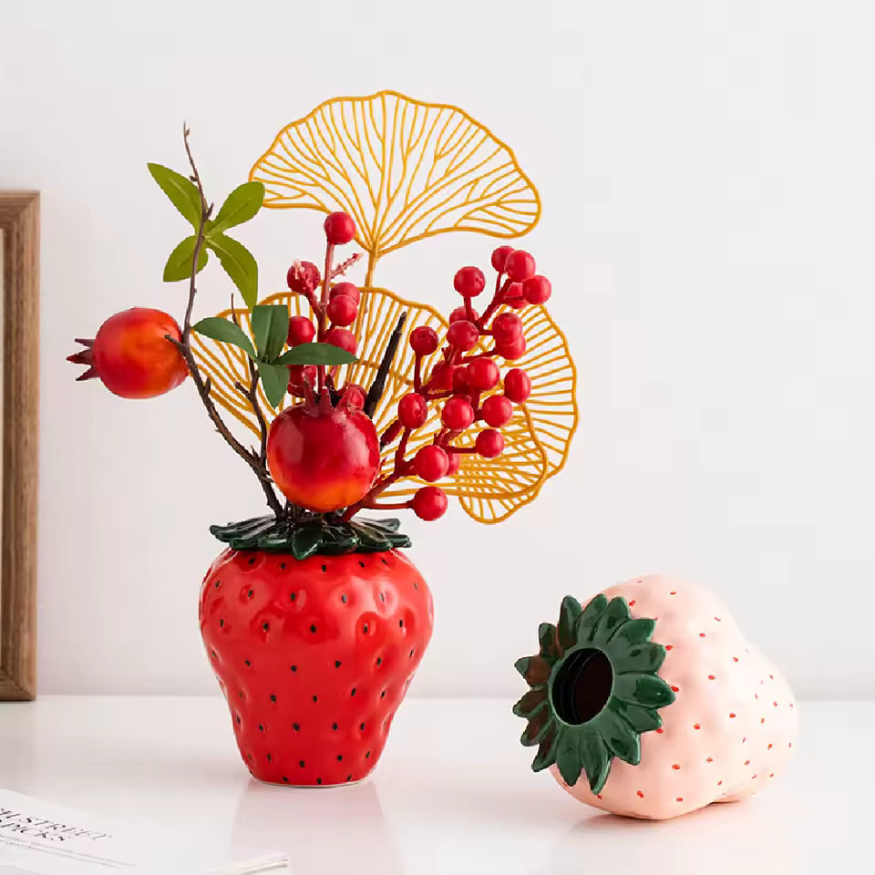 Strawberry ceramic vase