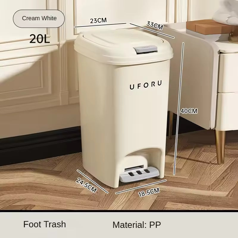 Double Pedal Trash Can with Lid for Living Room