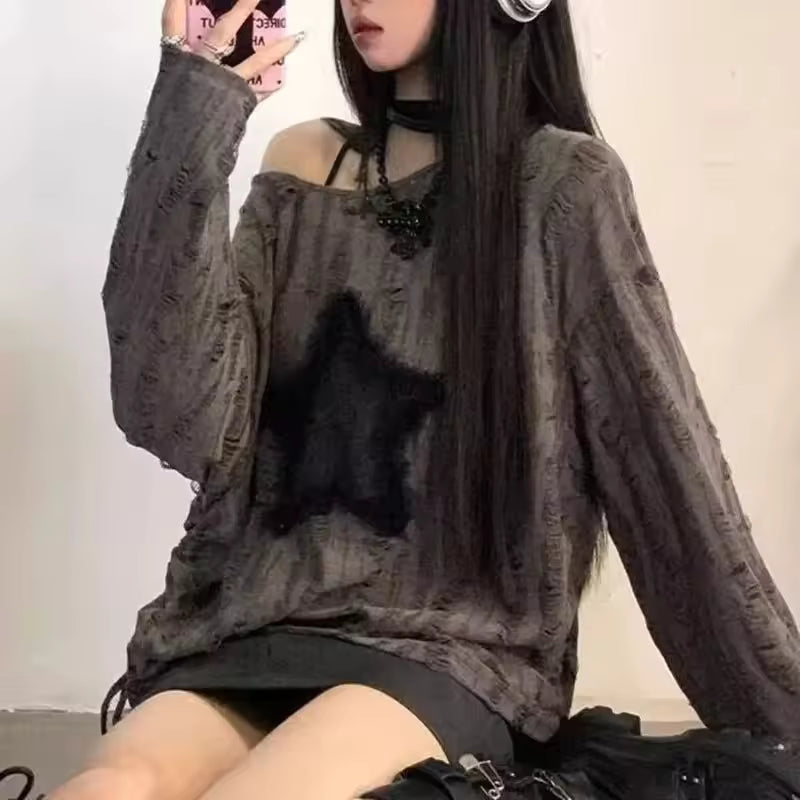 Women’s Y2K Star Print Oversized T-Shirt