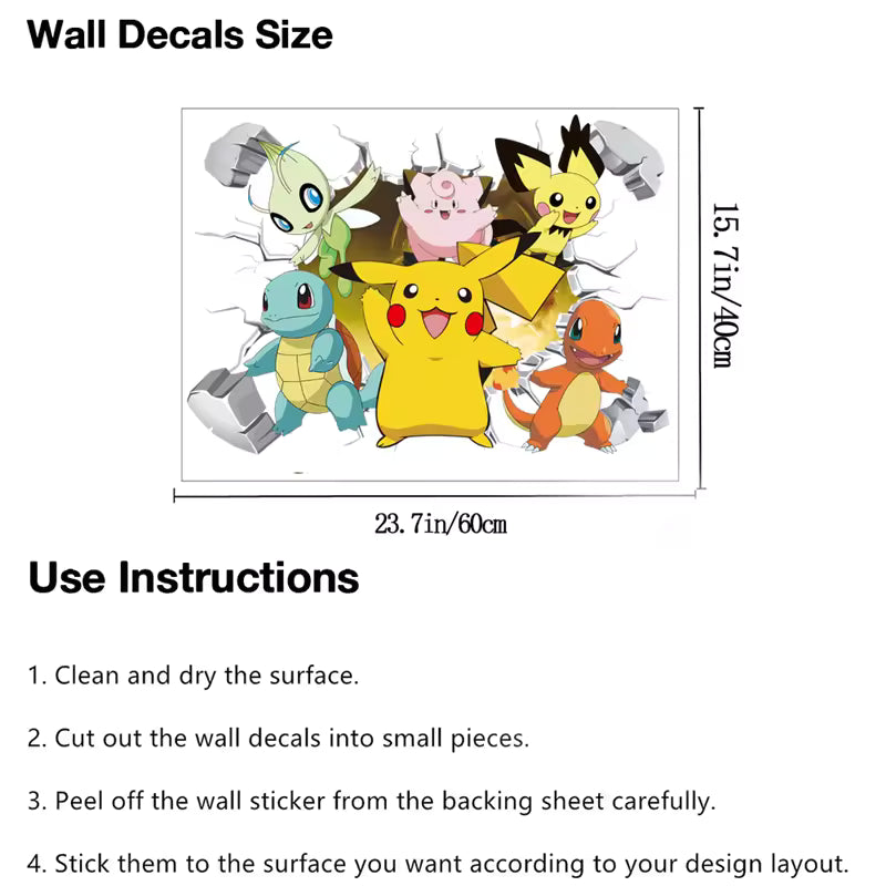 Cartoon Pikachu Wall Stickers