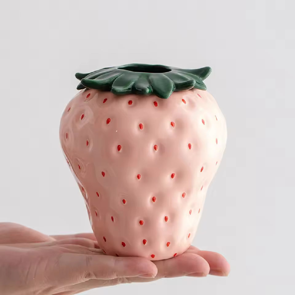 Strawberry ceramic vase