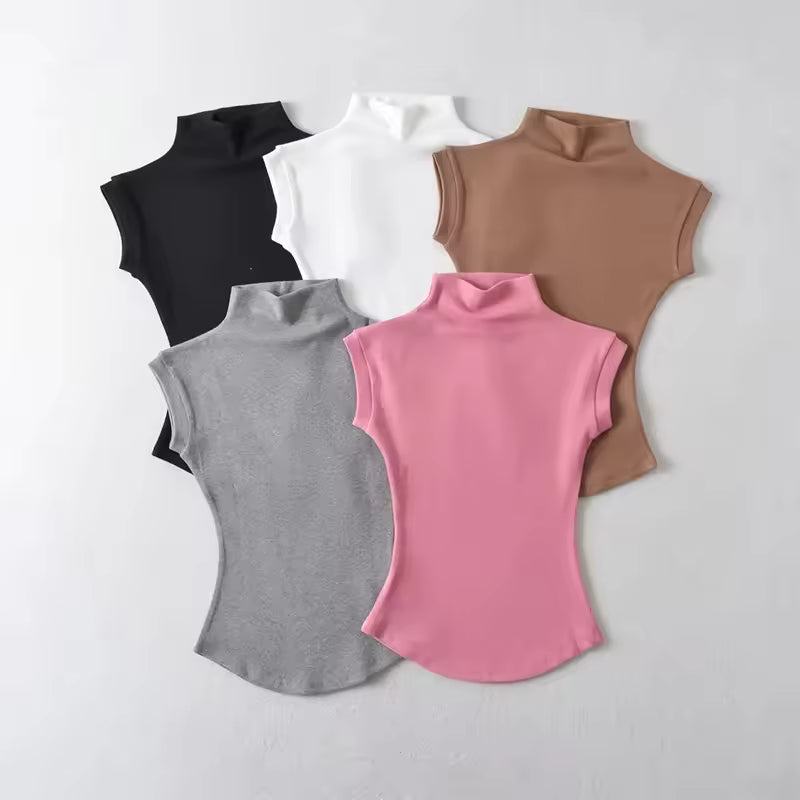 Women Summer Turtleneck Sleeveless