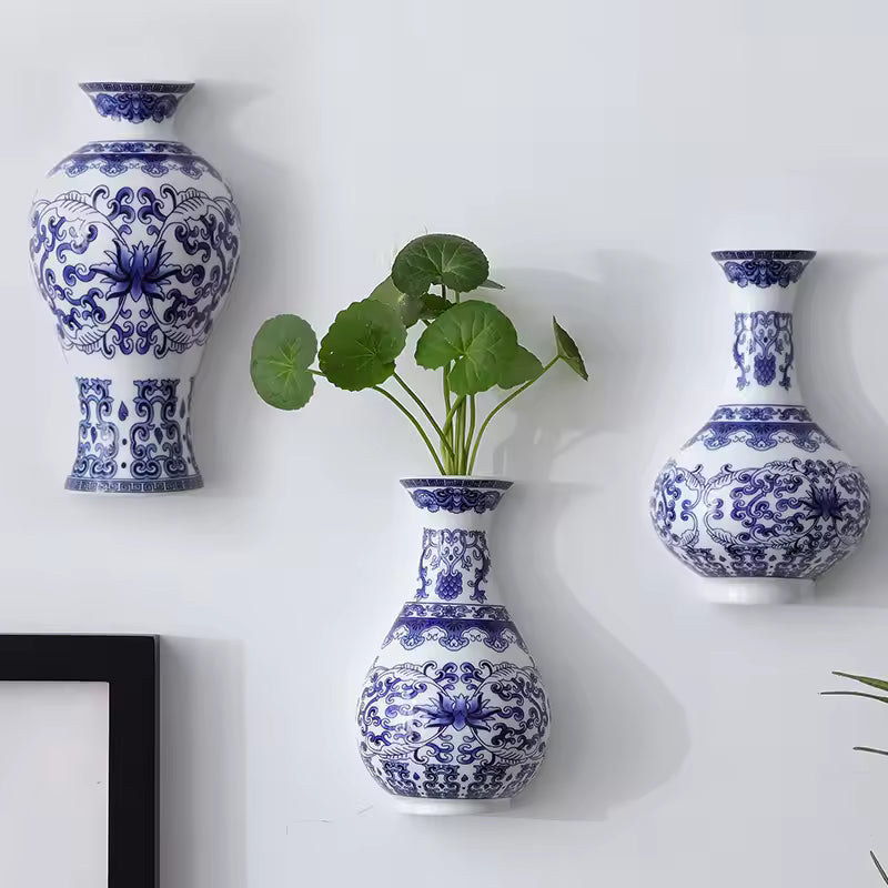 Antique blue and white porcelain flower container