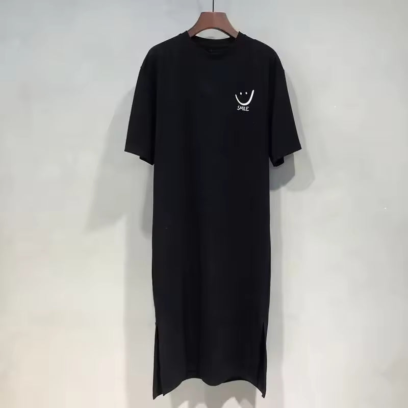 Loose Women's Summer Dress Short Sleeve round Neck