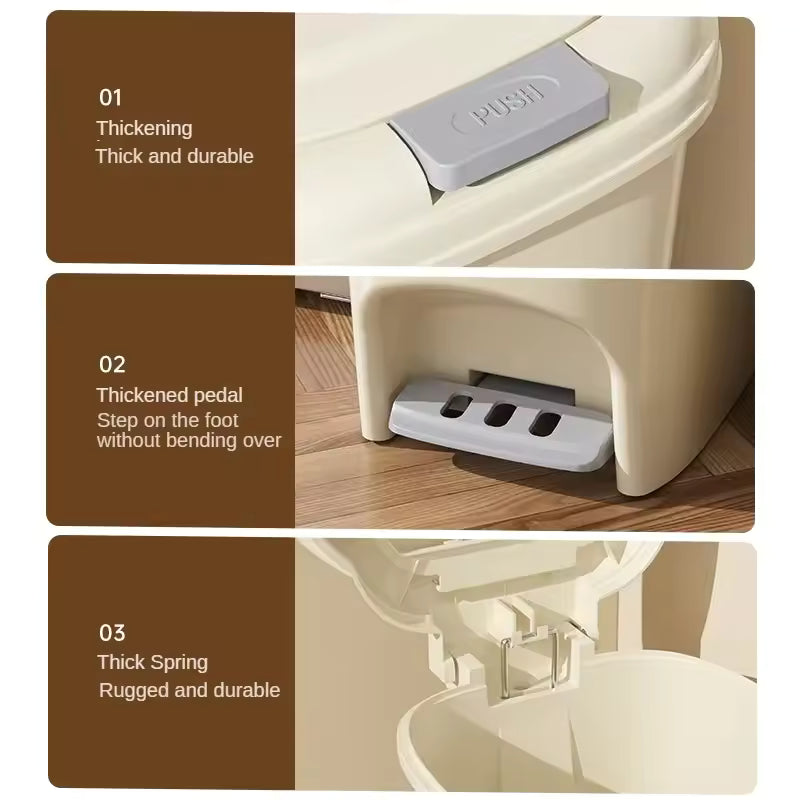 Double Pedal Trash Can with Lid for Living Room