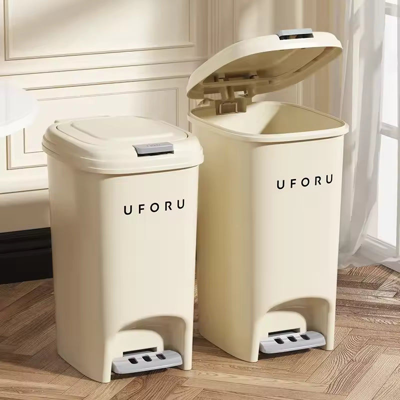Double Pedal Trash Can with Lid for Living Room