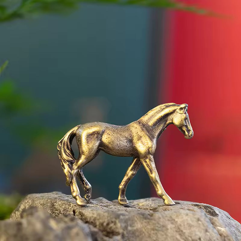 Antique Brass Solid Long Tail Horse