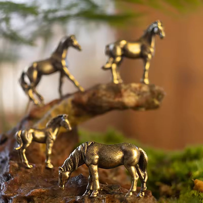 Antique Brass Solid Long Tail Horse