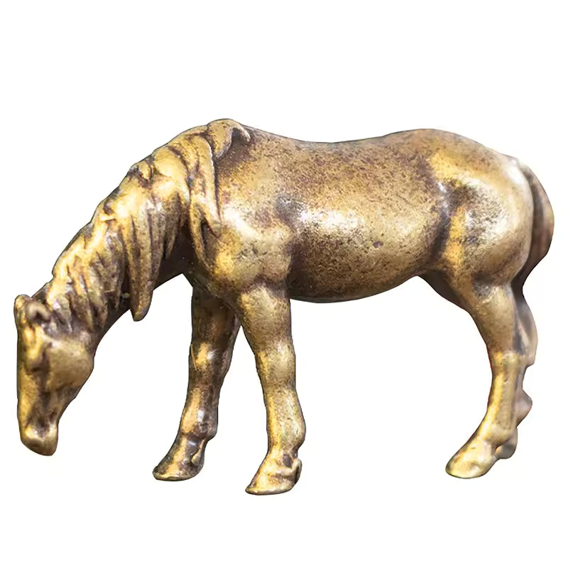 Antique Brass Solid Long Tail Horse