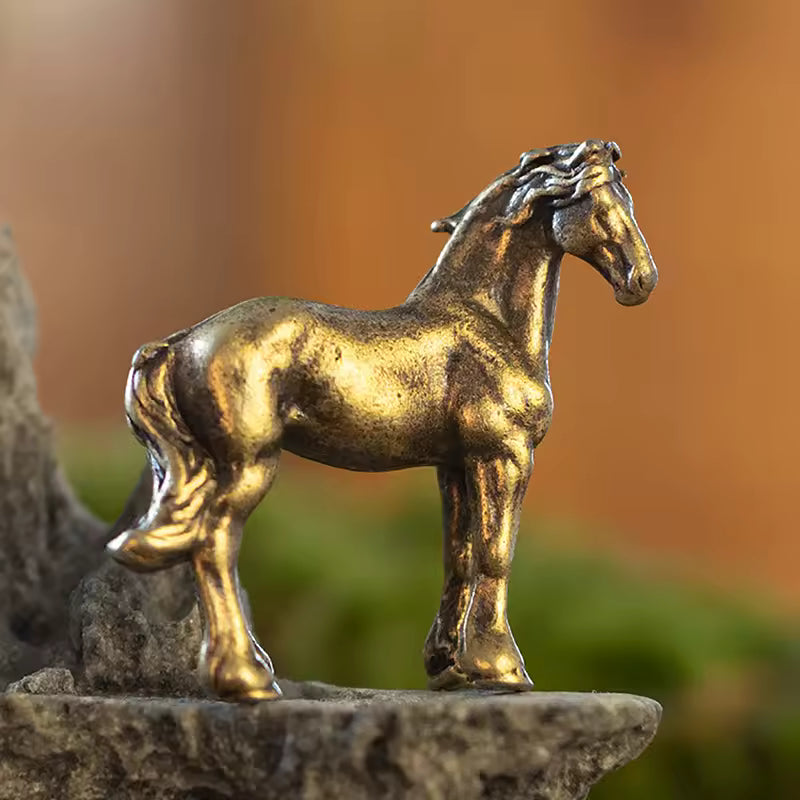 Antique Brass Solid Long Tail Horse