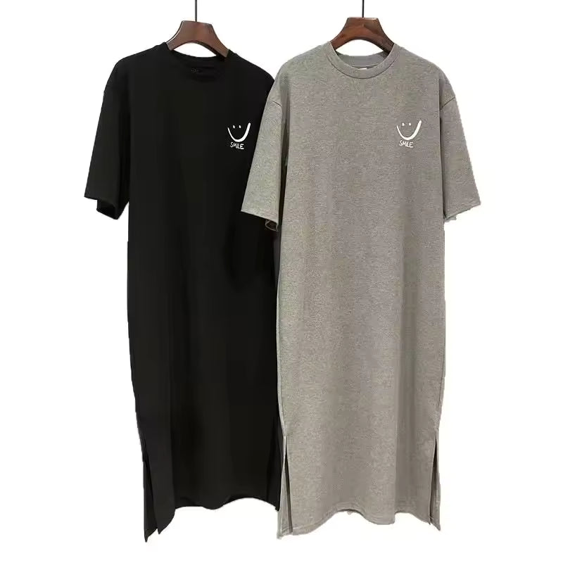 Loose Women's Summer Dress Short Sleeve round Neck