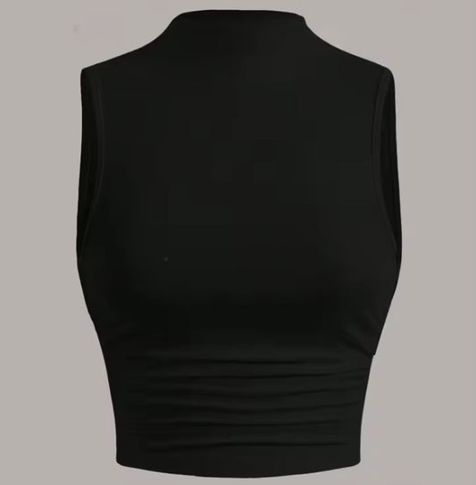 Casual Mock Neck Sleeveless Tank Top for Women