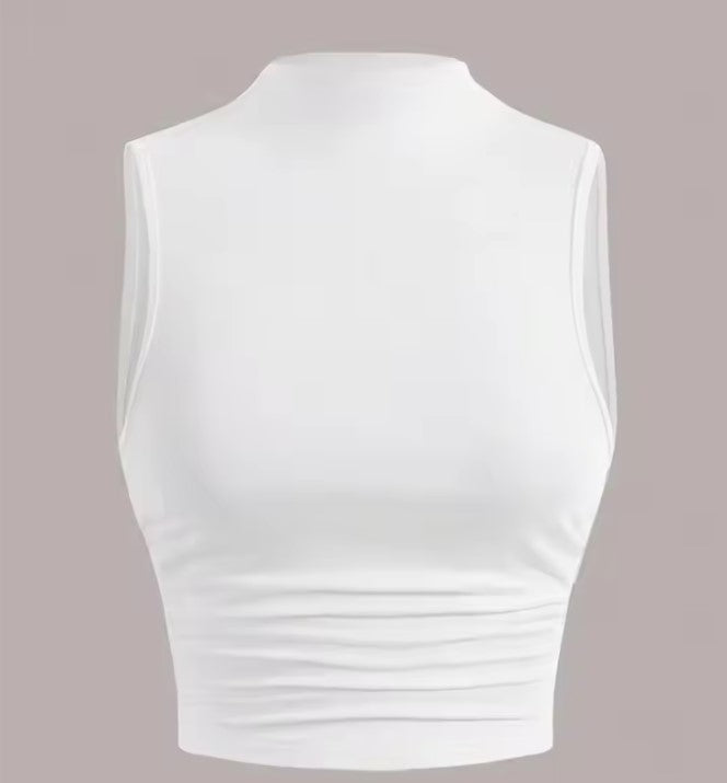 Casual Mock Neck Sleeveless Tank Top for Women