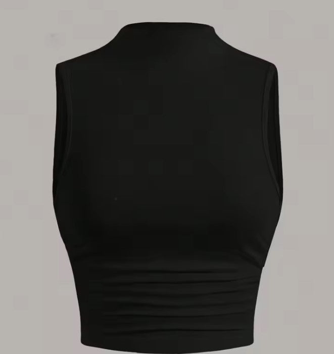 Casual Mock Neck Sleeveless Tank Top for Women