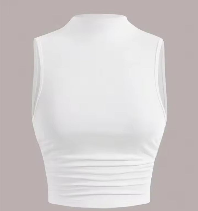 Casual Mock Neck Sleeveless Tank Top for Women
