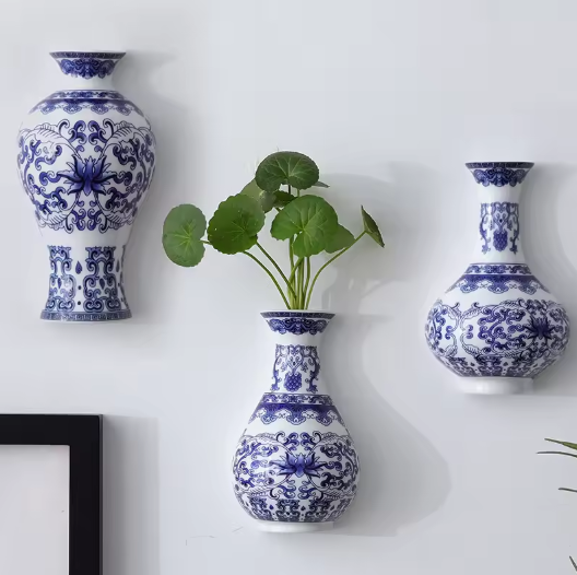 Antique blue and white porcelain flower container