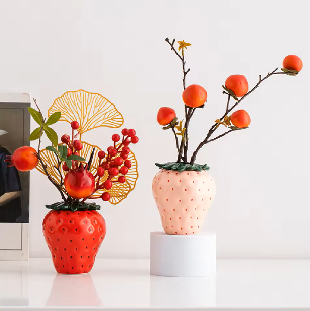 Strawberry ceramic vase