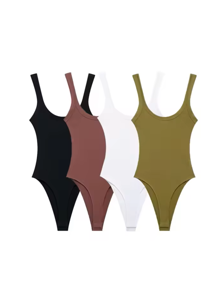 TRZA-Skinny Ribbed Bodysuits for Women