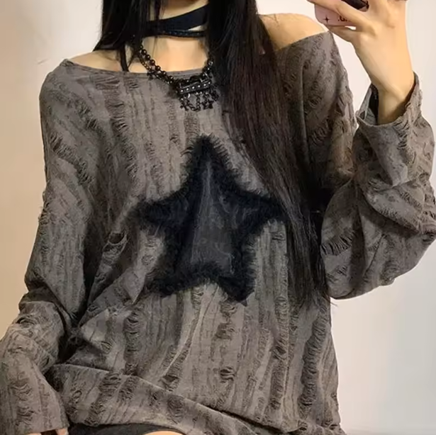 Women’s Y2K Star Print Oversized T-Shirt