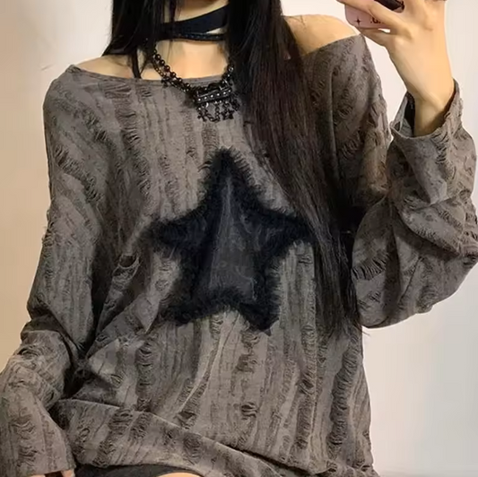 Women’s Y2K Star Print Oversized T-Shirt