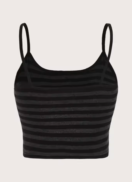Women’s Goth Punk Striped Cami Crop Top