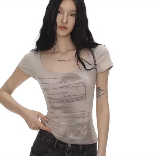 Women’s Retro Graphic Skinny T-Shirt