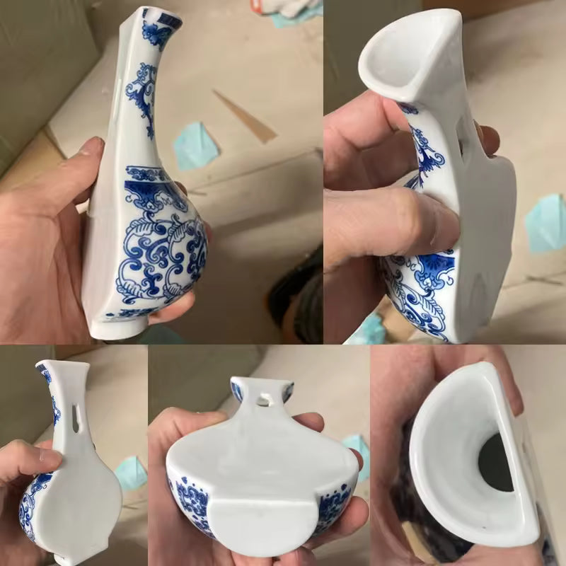 Antique blue and white porcelain flower container