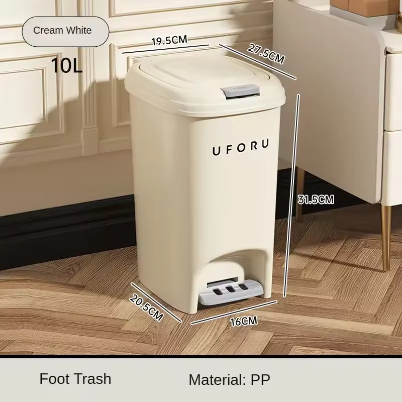 Double Pedal Trash Can with Lid for Living Room