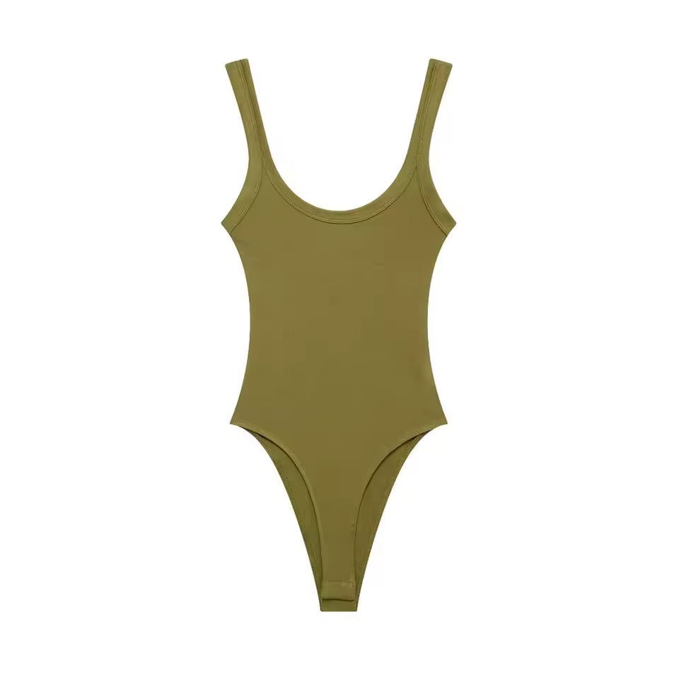 TRZA-Skinny Ribbed Bodysuits for Women