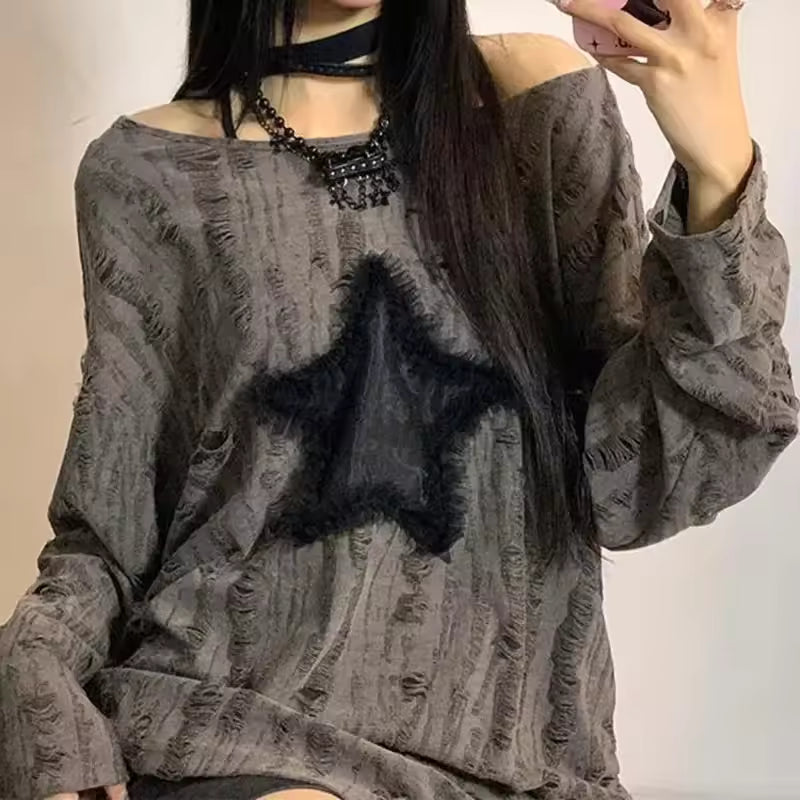 Women’s Y2K Star Print Oversized T-Shirt