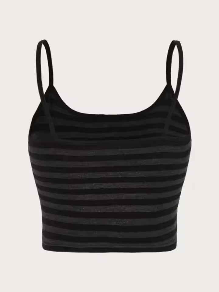 Women’s Goth Punk Striped Cami Crop Top