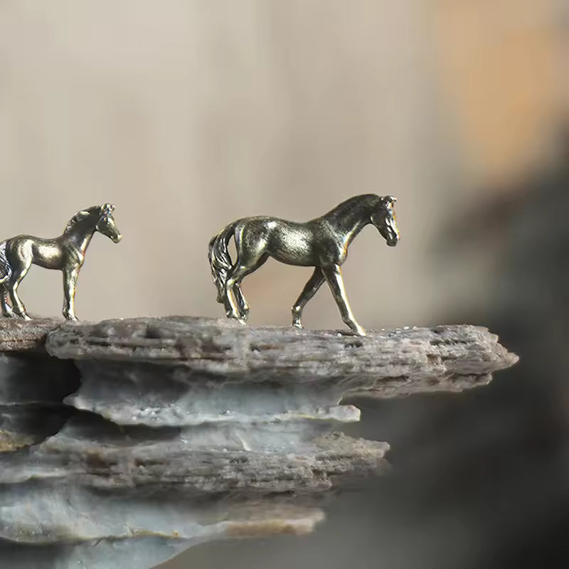 Antique Brass Solid Long Tail Horse