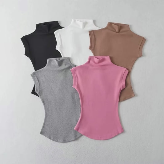 Women Summer Turtleneck Sleeveless